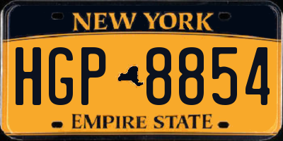 NY license plate HGP8854