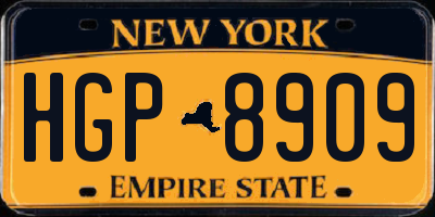 NY license plate HGP8909