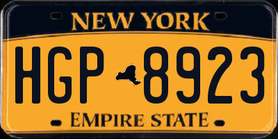 NY license plate HGP8923