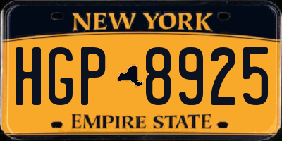 NY license plate HGP8925