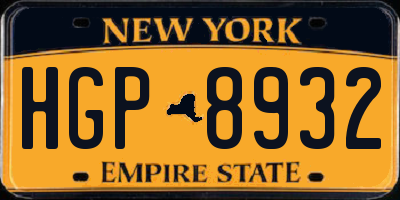 NY license plate HGP8932