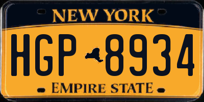 NY license plate HGP8934