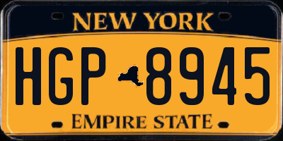 NY license plate HGP8945