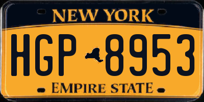 NY license plate HGP8953