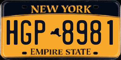 NY license plate HGP8981