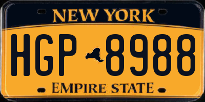 NY license plate HGP8988