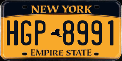 NY license plate HGP8991