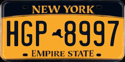 NY license plate HGP8997