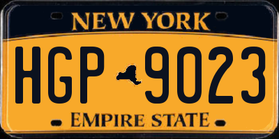 NY license plate HGP9023