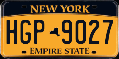 NY license plate HGP9027