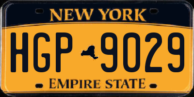 NY license plate HGP9029