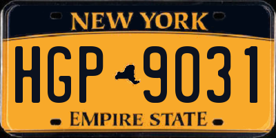 NY license plate HGP9031