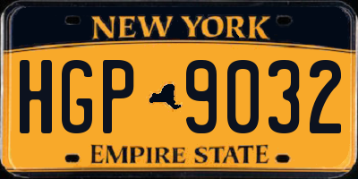 NY license plate HGP9032