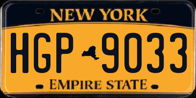 NY license plate HGP9033