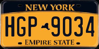 NY license plate HGP9034