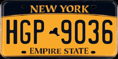 NY license plate HGP9036