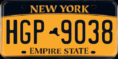 NY license plate HGP9038