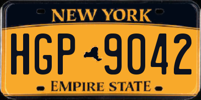 NY license plate HGP9042