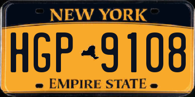 NY license plate HGP9108