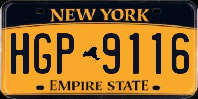 NY license plate HGP9116