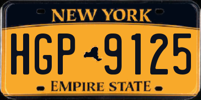 NY license plate HGP9125