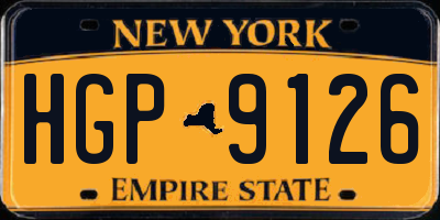 NY license plate HGP9126