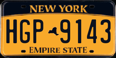 NY license plate HGP9143