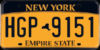 NY license plate HGP9151