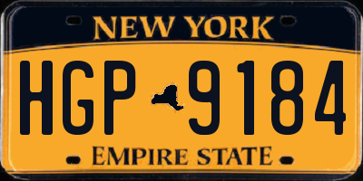 NY license plate HGP9184