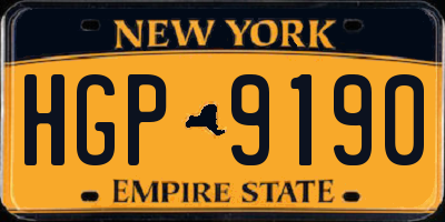 NY license plate HGP9190