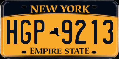 NY license plate HGP9213