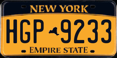 NY license plate HGP9233