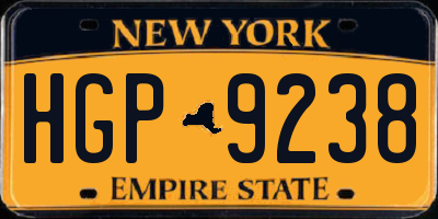 NY license plate HGP9238