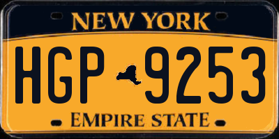 NY license plate HGP9253