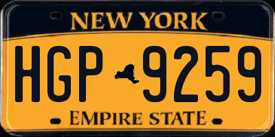 NY license plate HGP9259