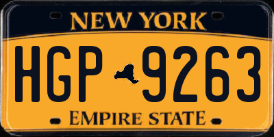 NY license plate HGP9263