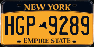 NY license plate HGP9289