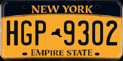 NY license plate HGP9302