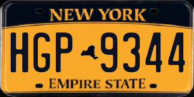 NY license plate HGP9344