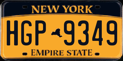 NY license plate HGP9349