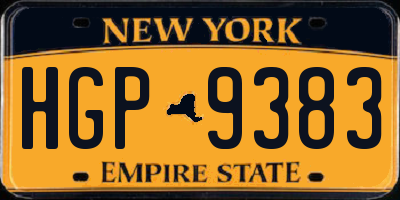 NY license plate HGP9383