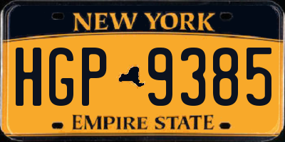 NY license plate HGP9385