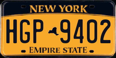 NY license plate HGP9402