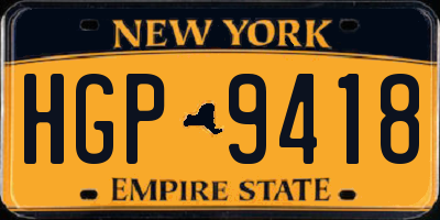 NY license plate HGP9418