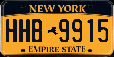 NY license plate HHB9915