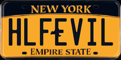 NY license plate HLFEVIL