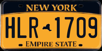 NY license plate HLR1709