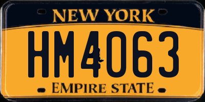 NY license plate HM4063