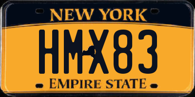 NY license plate HMX83