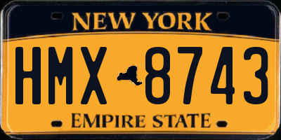 NY license plate HMX8743